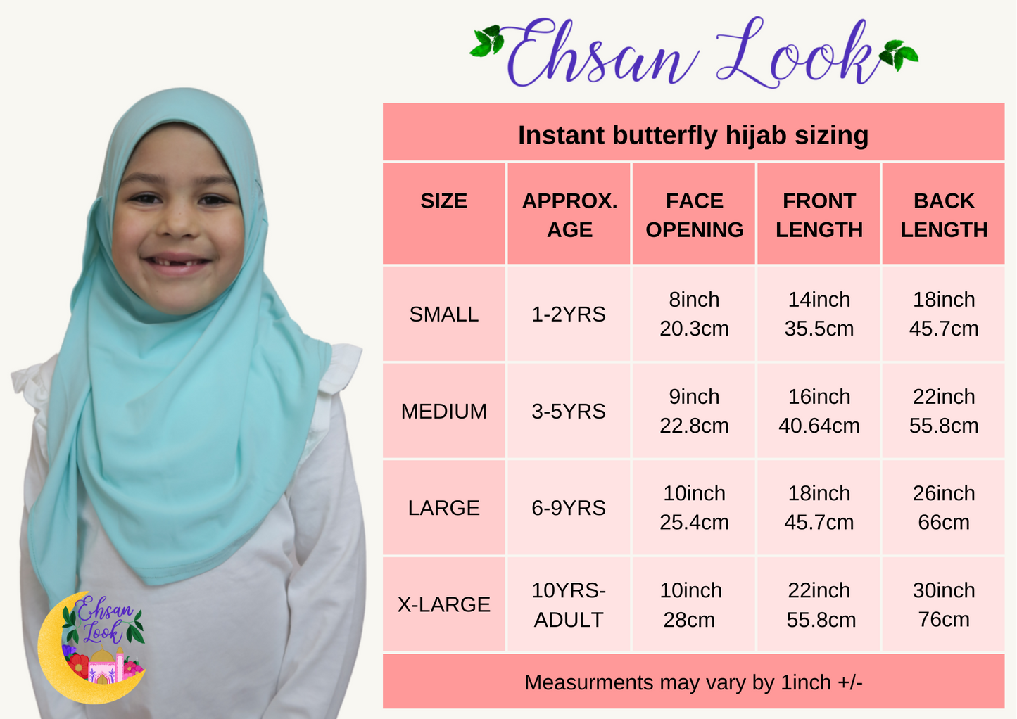 Girls Pink Butterfly Hijab - Instant hijab