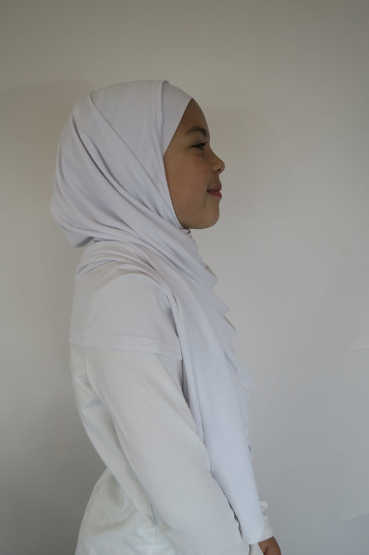 Girls White Silky Instant Shawl