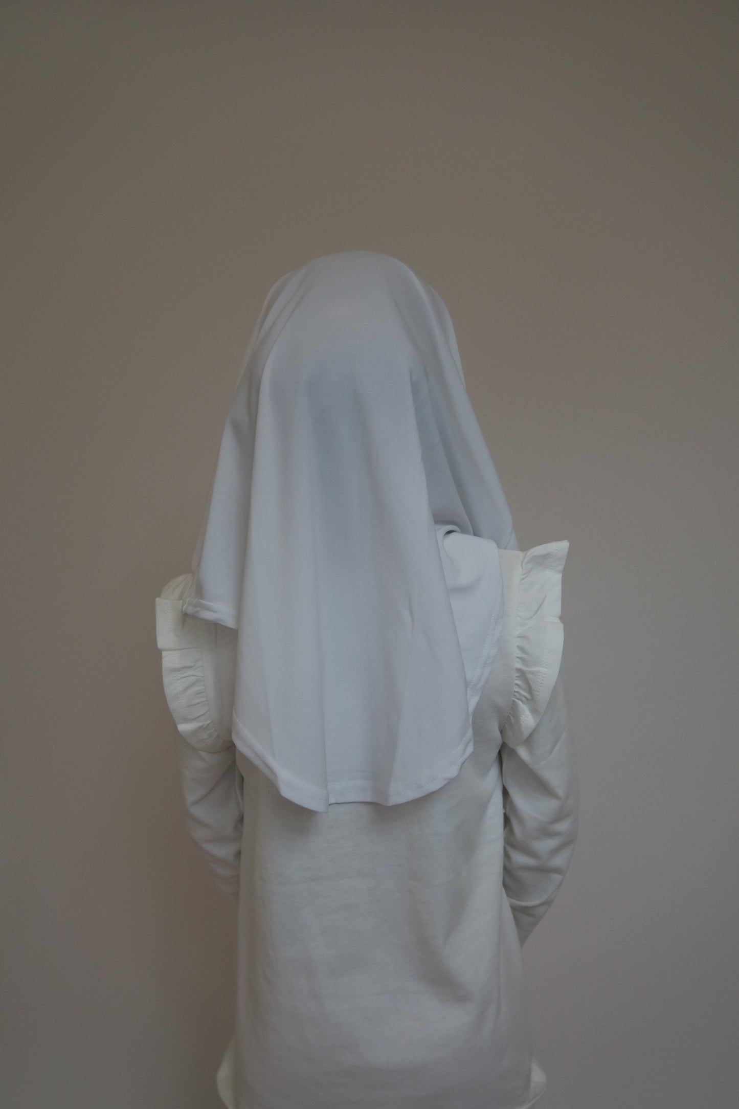 back view of white butterfly instant kids hijab