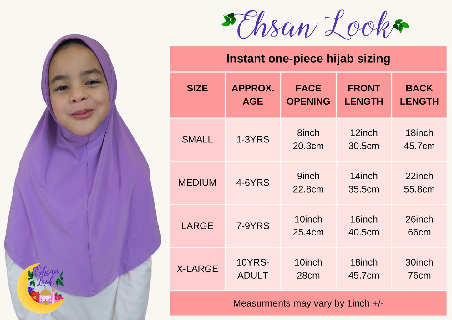 Girls Purple Instant Hijab I Girls hijabs I Kids hijab I Amira hijab I kids scarves I instant hijab