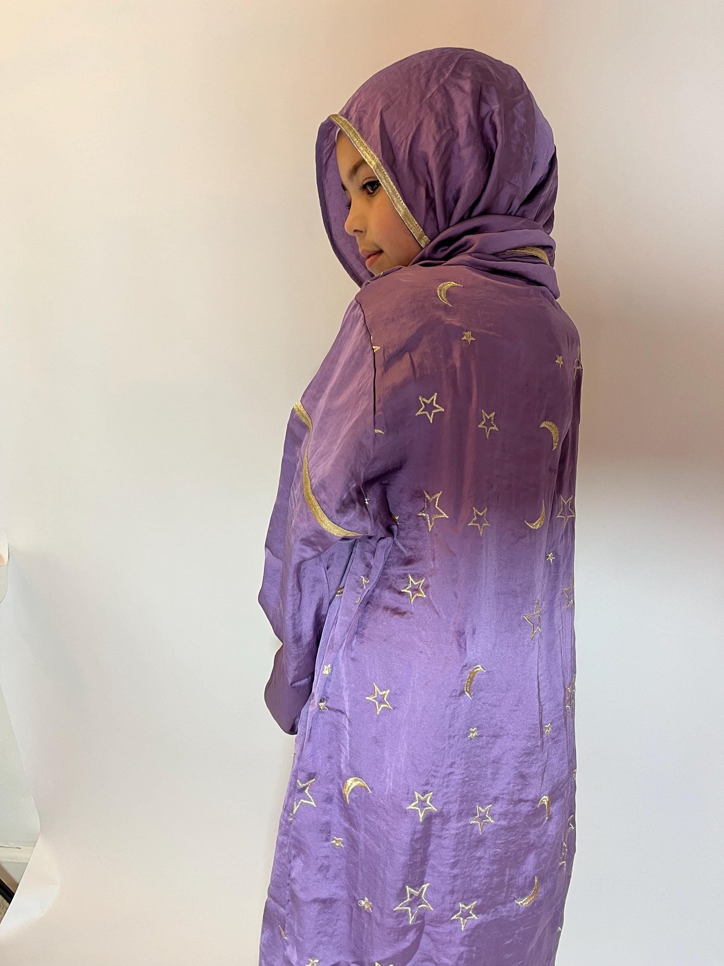 Kids prayer dress - purple embroidered