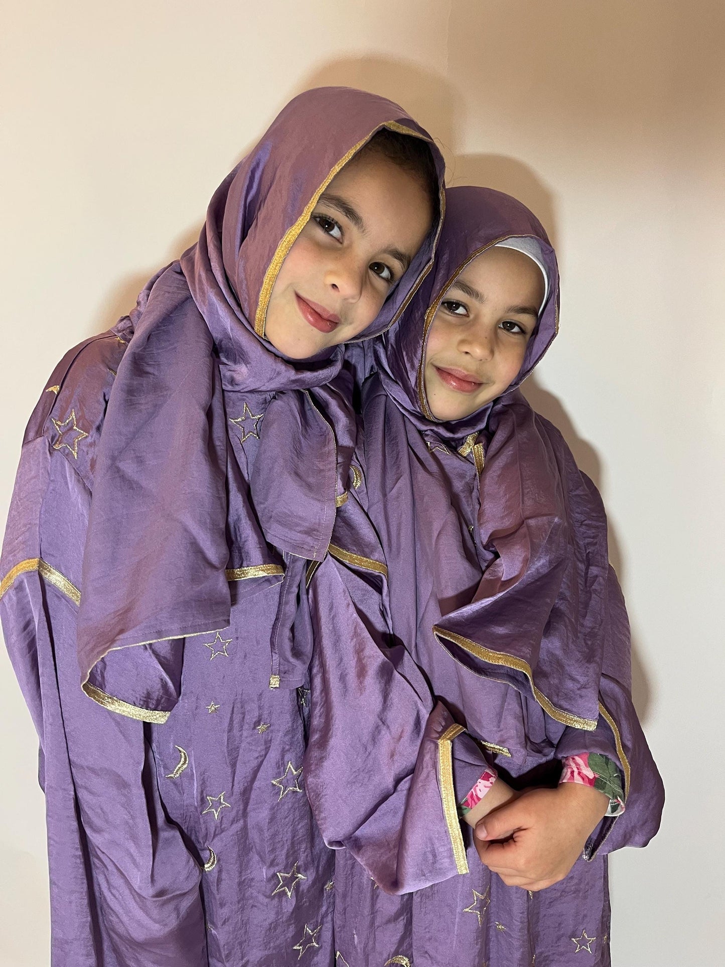 Kids prayer dress - purple embroidered