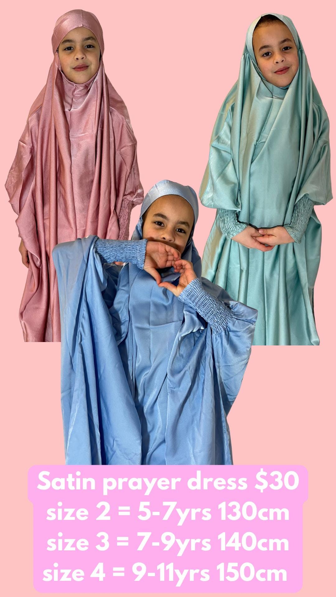 Girls Satin prayer dresses