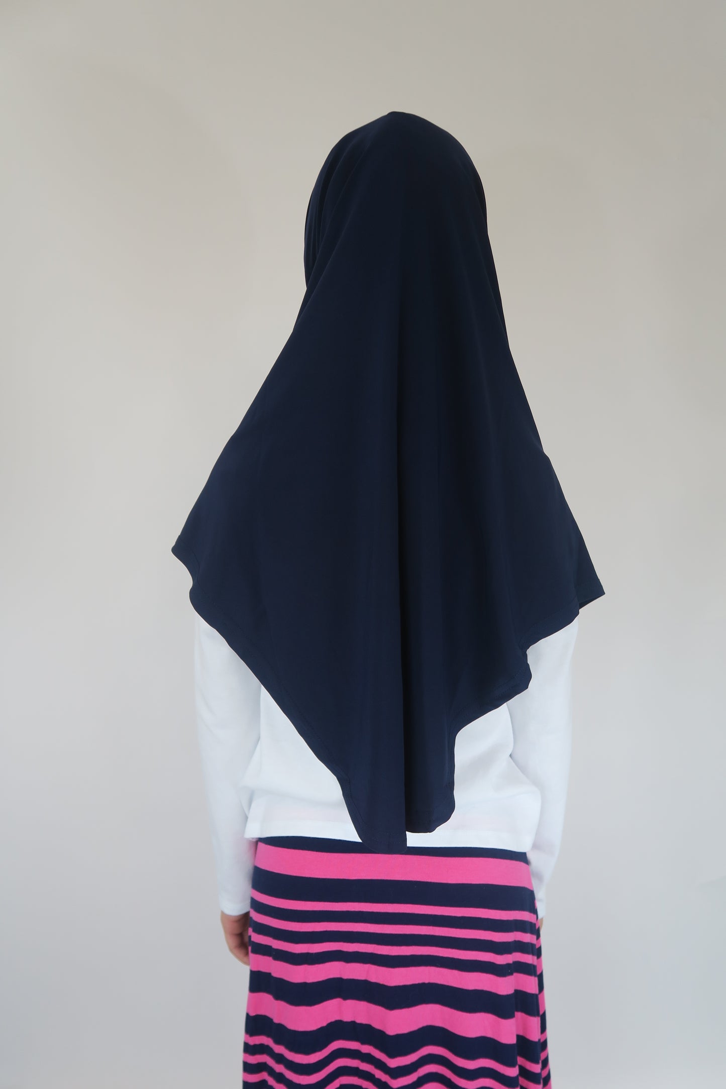 Girls Navy Two-Piece Silky Hijab