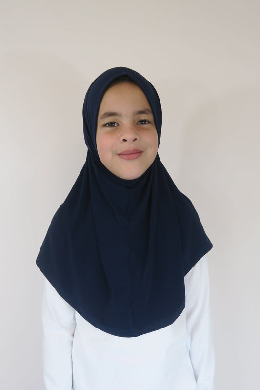 Girls Navy Instant Silky One-Piece Hijab