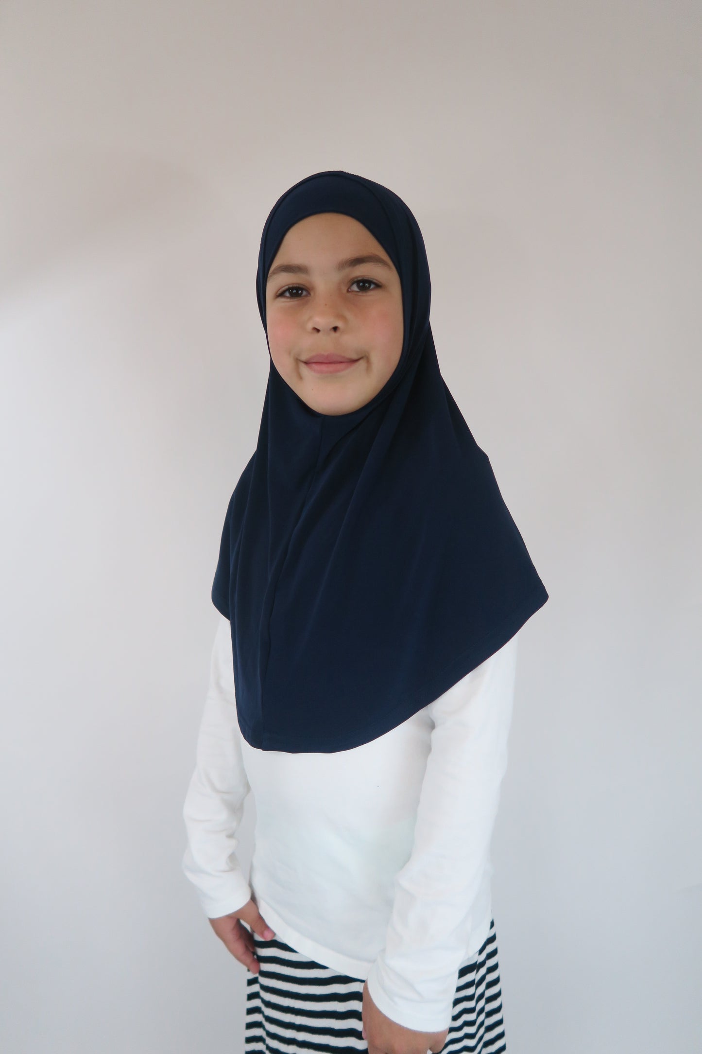 Girls Navy Two-Piece Silky Hijab