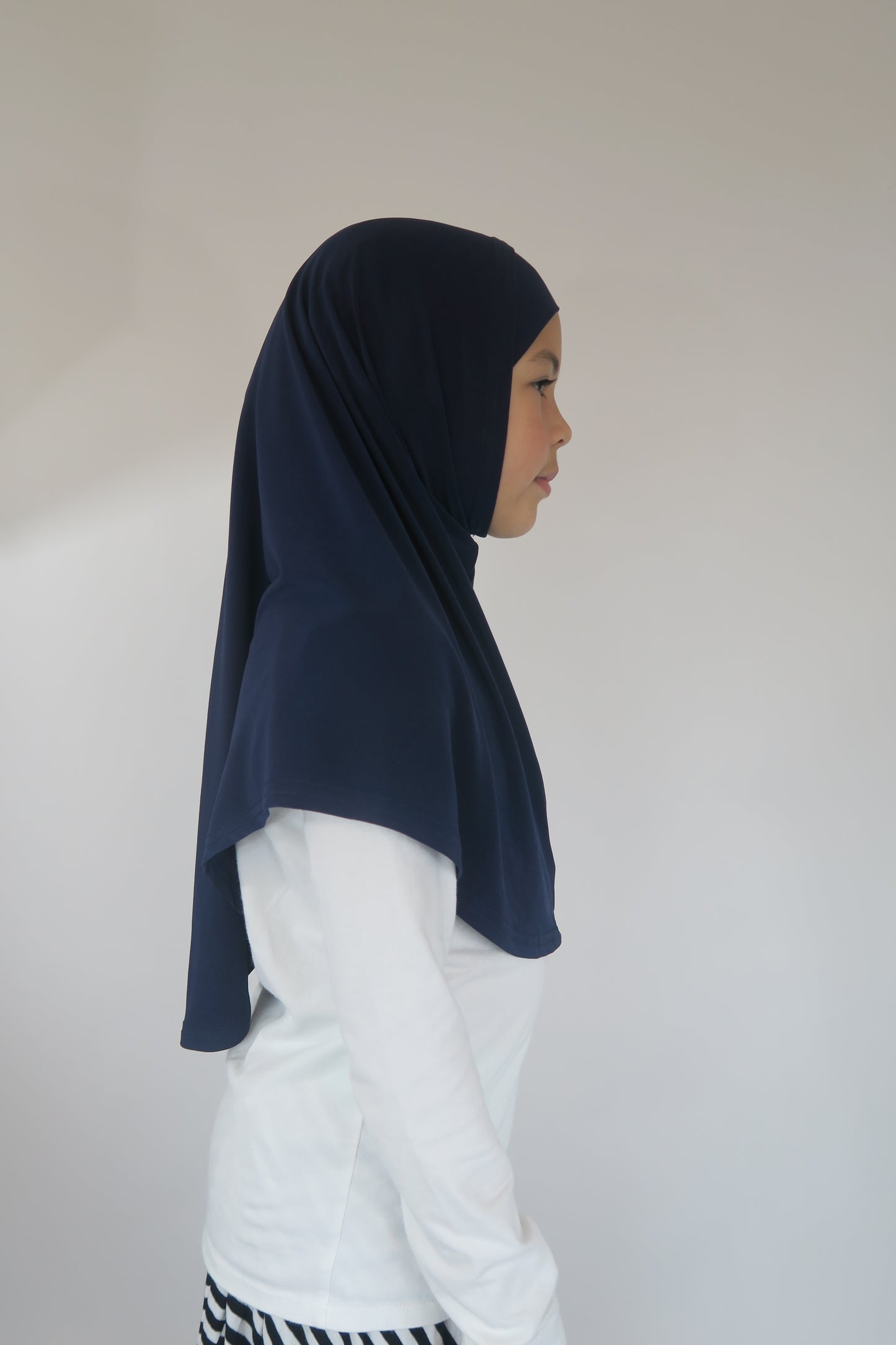 Girls Navy Two-Piece Silky Hijab