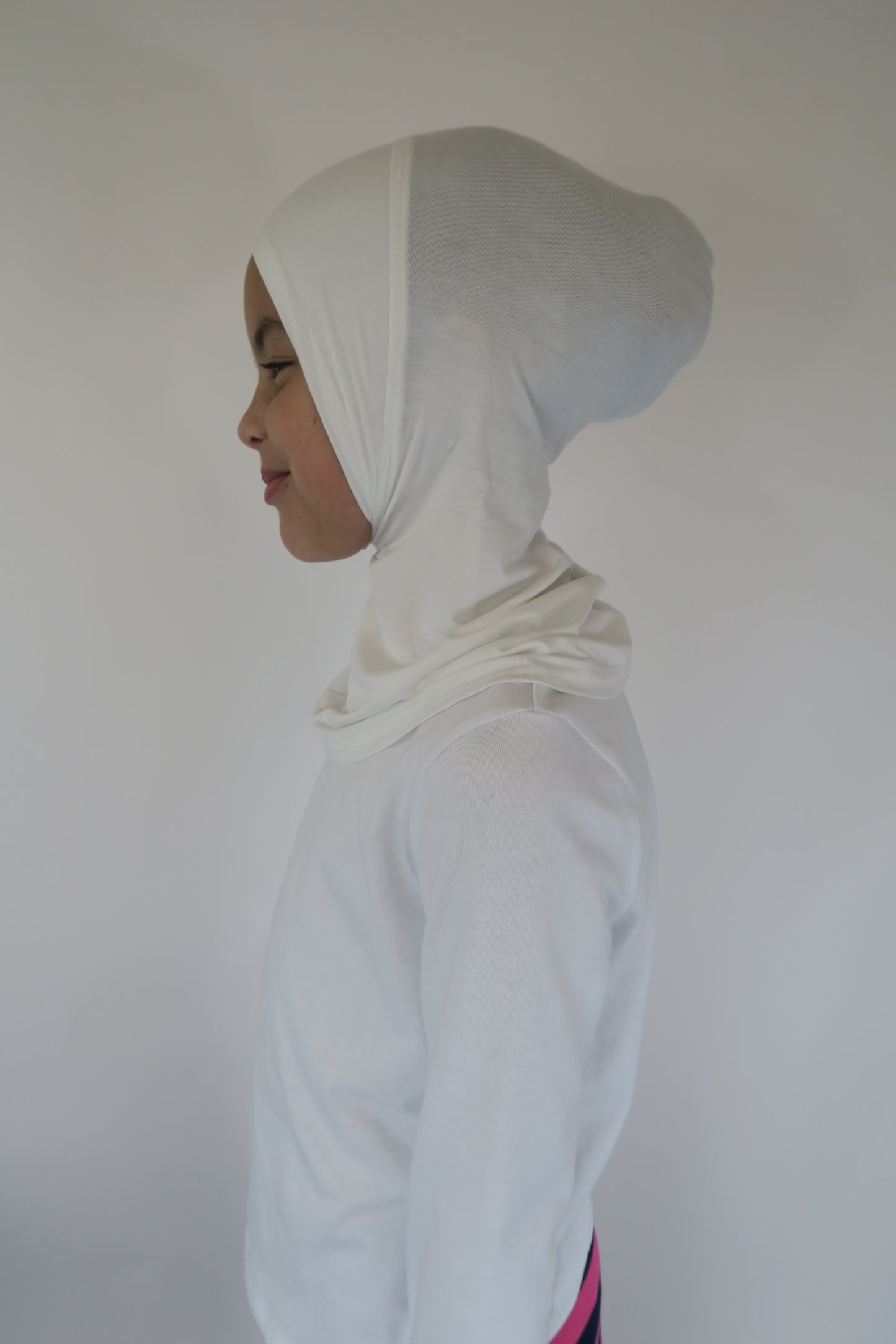 Girls White Jersey Ninja Cap