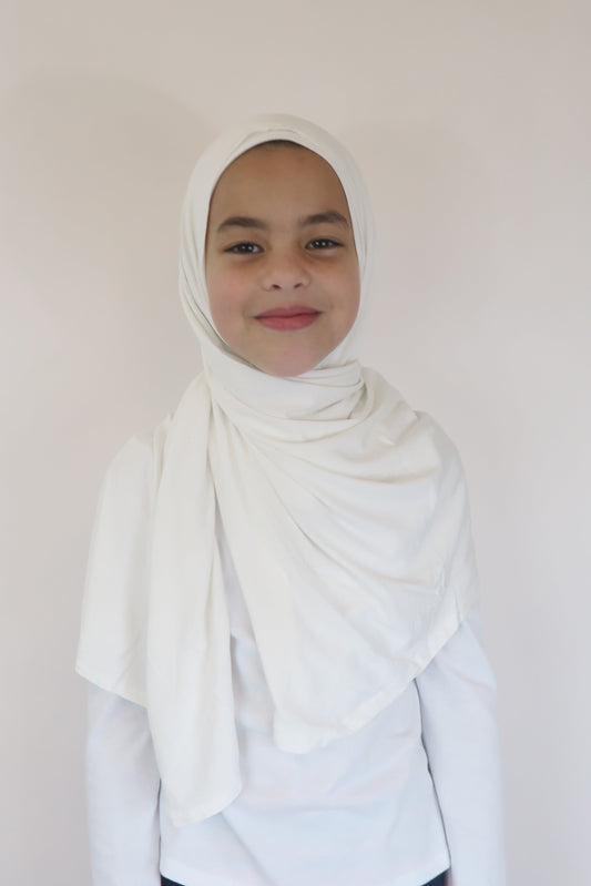 Girls White Jersey Instant Shawl