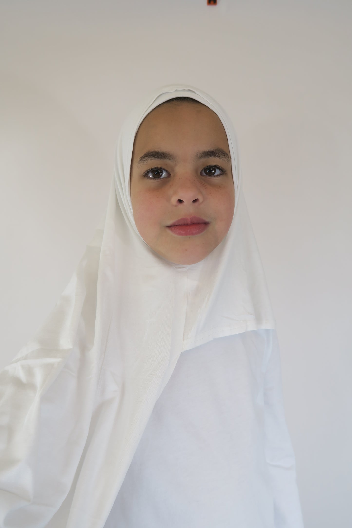 Girls White Jersey Instant Shawl