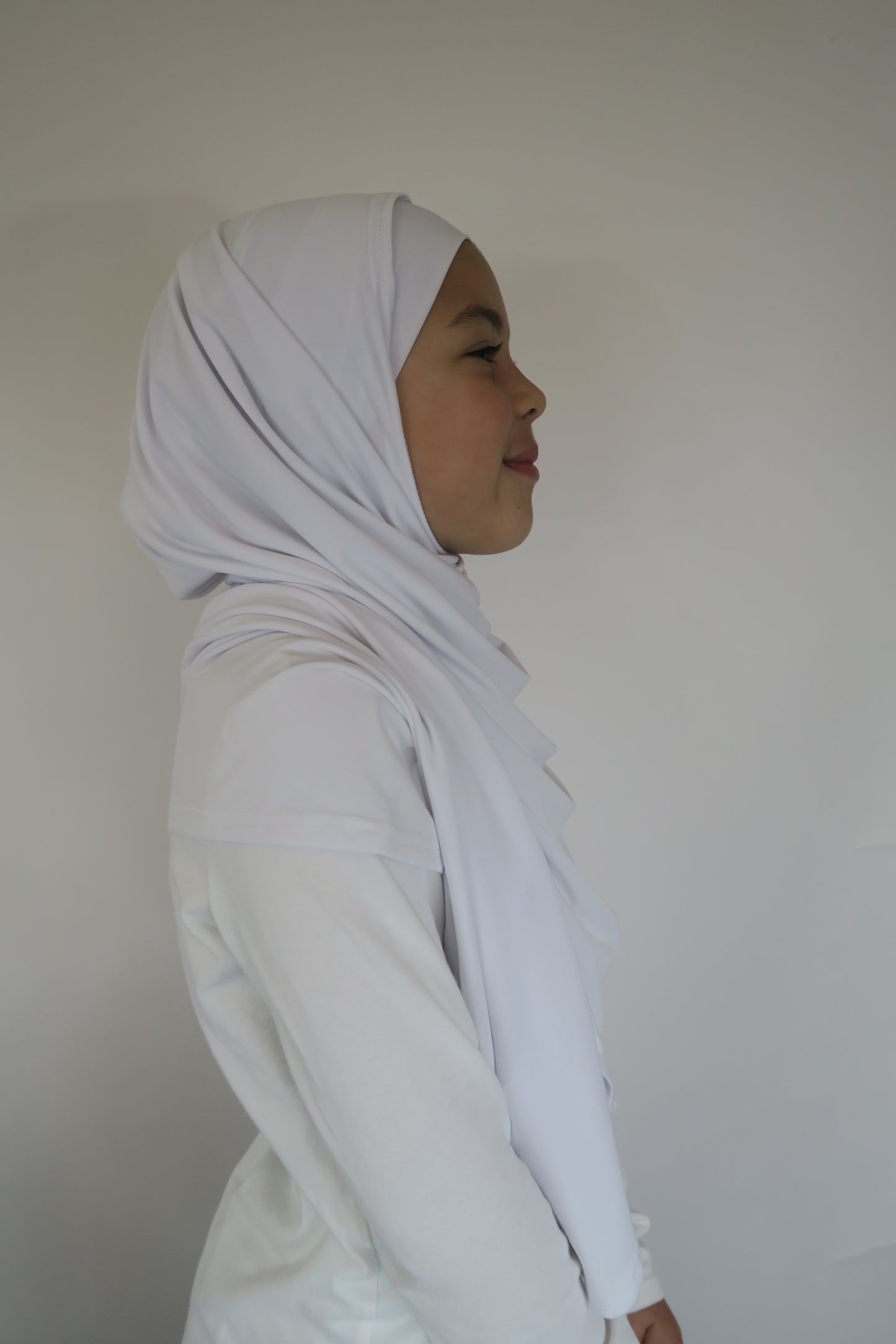 Girls White Silky Instant Shawl