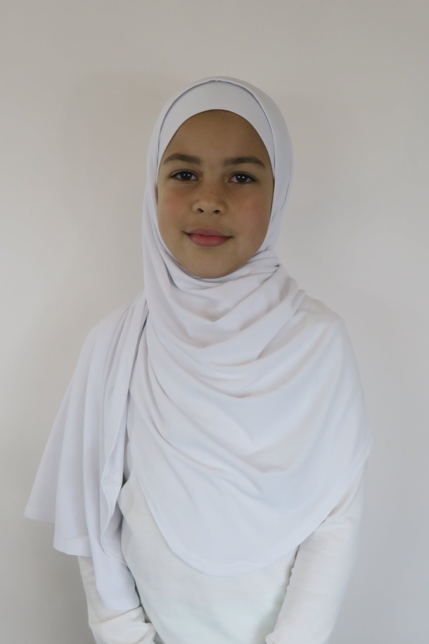 Girls White Silky Instant Shawl