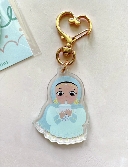 Hijabi 'It's Boba Time ' Acrylic Keychain