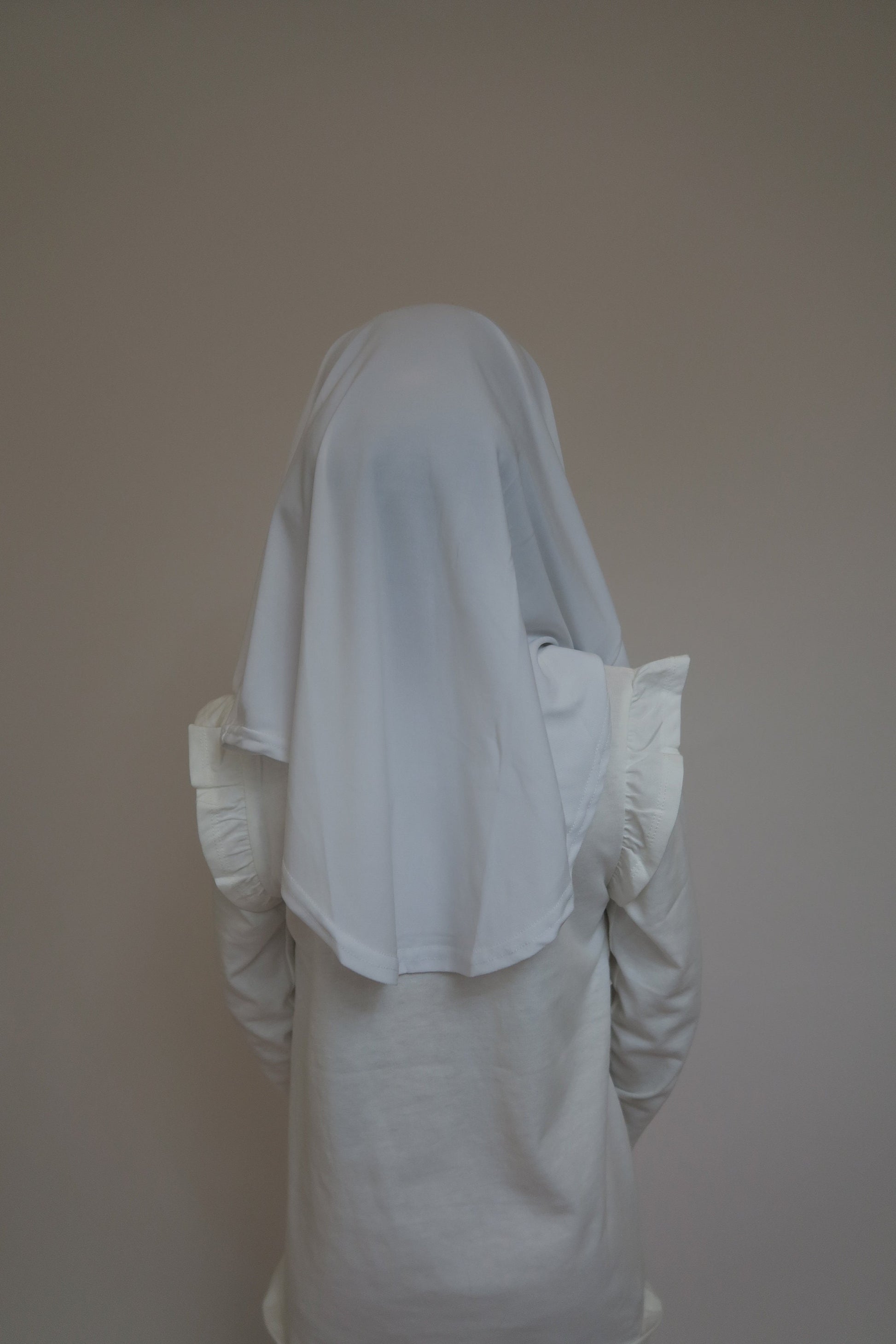 back view of white butterfly instant kids hijab