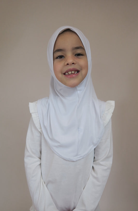 Girls White Instant Hijab I Girls hijabs I Kids hijab I Amira hijab I kids scarves I instant hijab