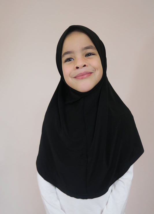 Girls Black Instant Hijab I Girls hijabs I Kids hijab I Amira hijab I kids scarves I instant hijab