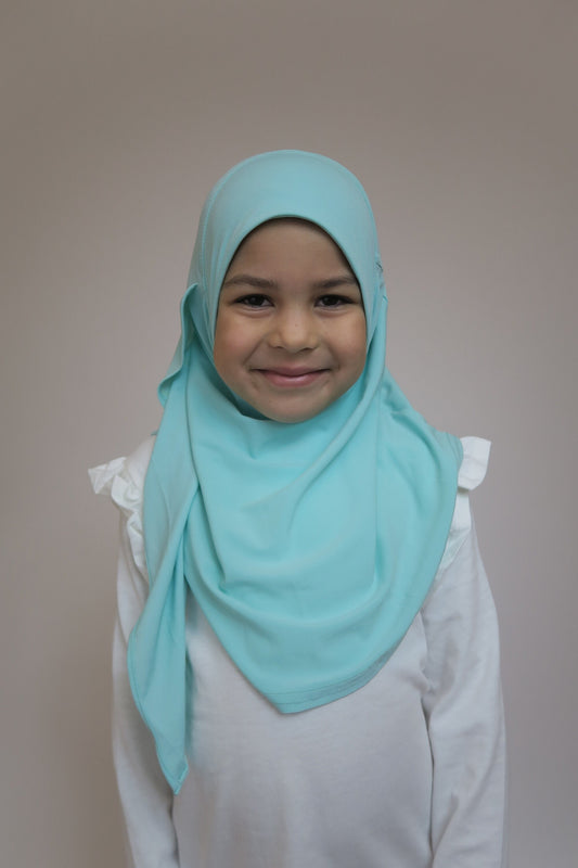 Girls Aqua Butterfly Hijab I Instant hijab I head scarf I kids hijab