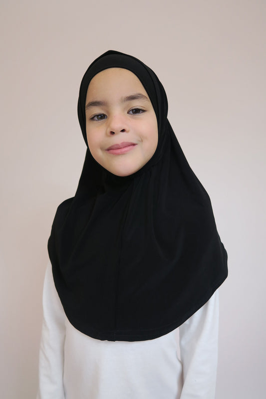 Girls Black 2pc Hijab I Girls hijabs I Kids hijab I Amira hijab I kids scarves I instant hijab