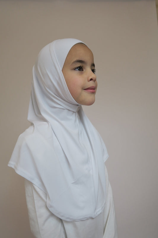 Girls White 2pc Hijab I Girls hijabs I Kids hijab I Amira hijab I kids scarves I instant hijab