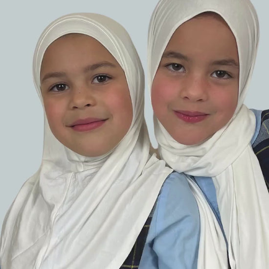 Girls White Instant Hijab I Girls hijabs I Kids hijab I Amira hijab I kids scarves I instant hijab