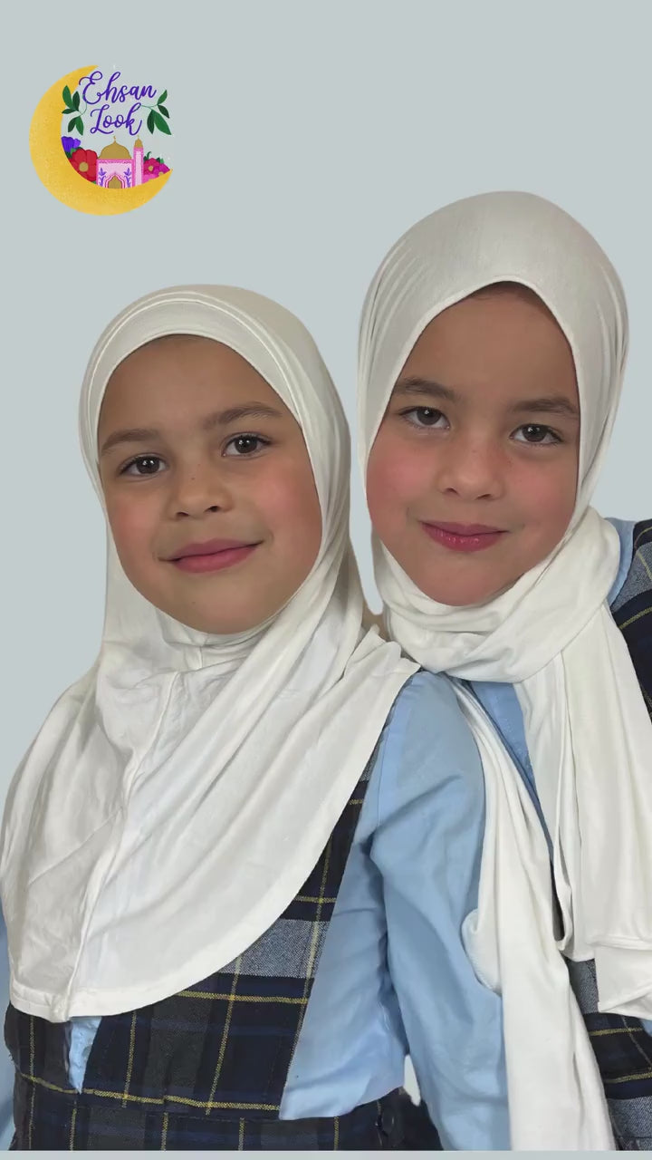 Girls White Instant Hijab I Girls hijabs I Kids hijab I Amira hijab I kids scarves I instant hijab